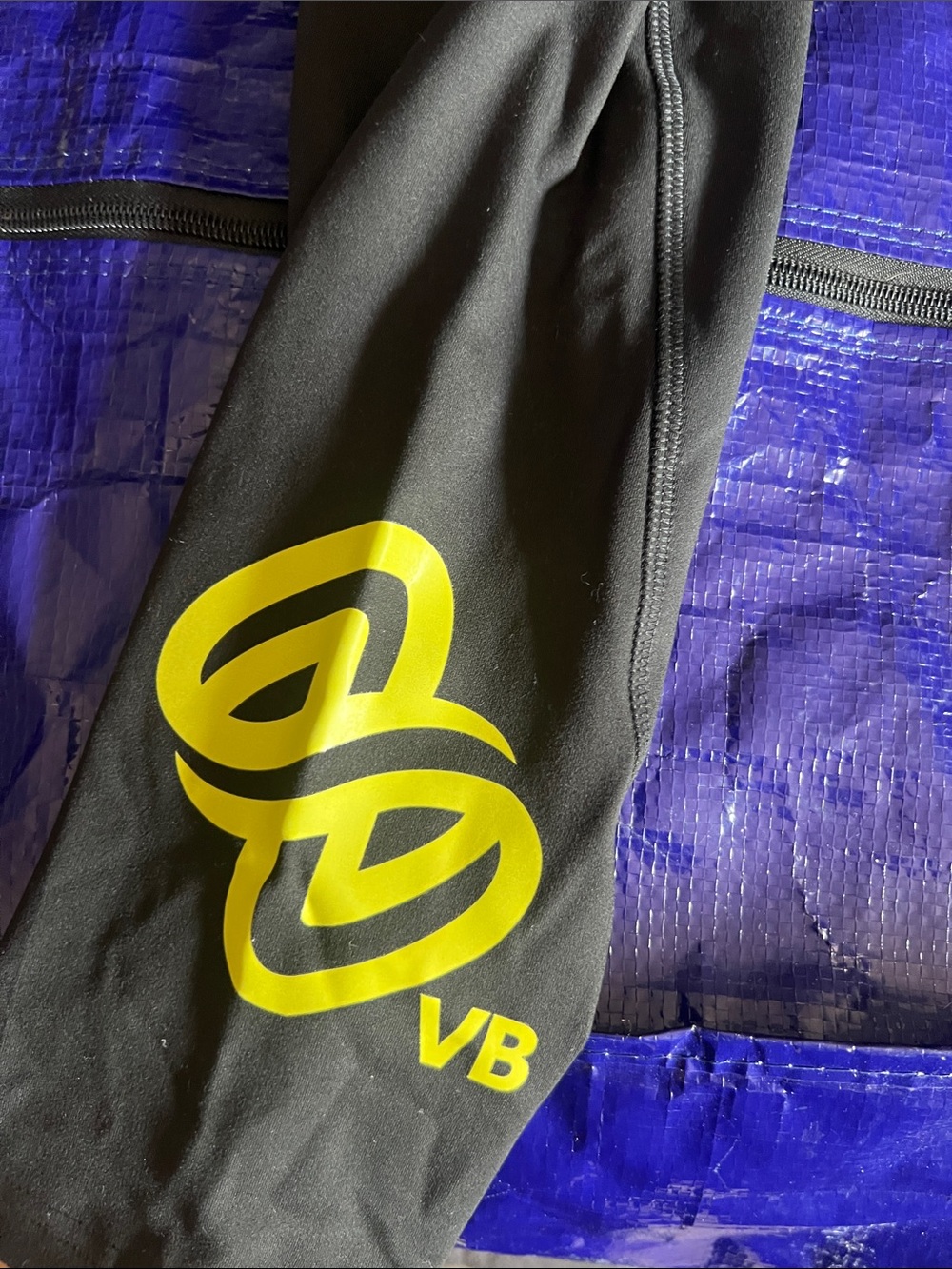 Adidas Women’s Black Athletic Leggings with Yellow SLC Volleyball Logo - Picture 3 of 5